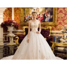 2017 Gorgeous Luxury Sleeveless Sew On Crystal Beads Ball Gown Wedding Dress Bridal Gown
